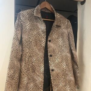 DStudio 100% Silk Leopard Print Trench Coat - Size 6